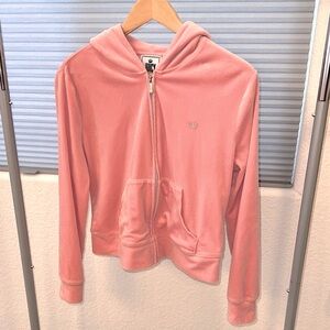 Juicy Couture Coral Velour Zip-Up Hoodie